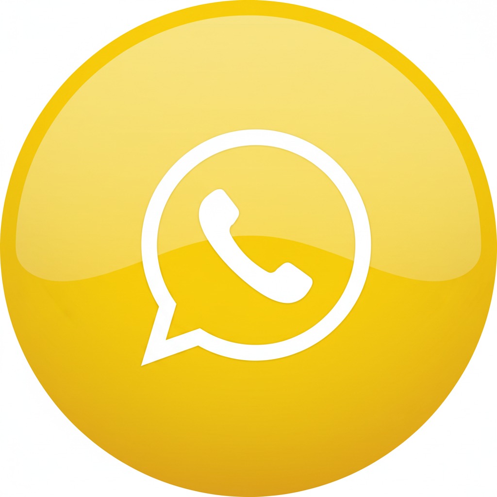 Botão redondo e amarelo com o ícone do WhatsApp em destaque na cor branca no centro.
